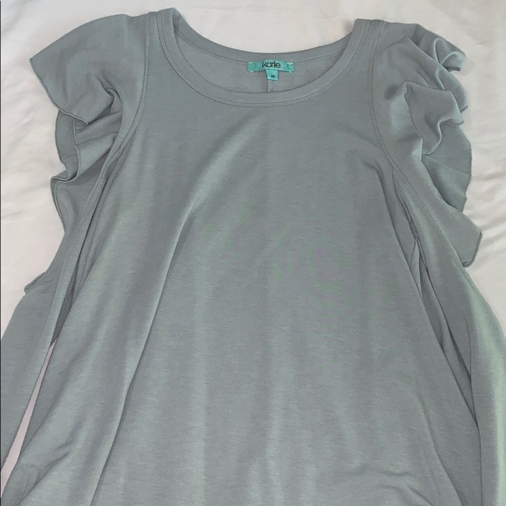 Karlie light blue cold shoulder top